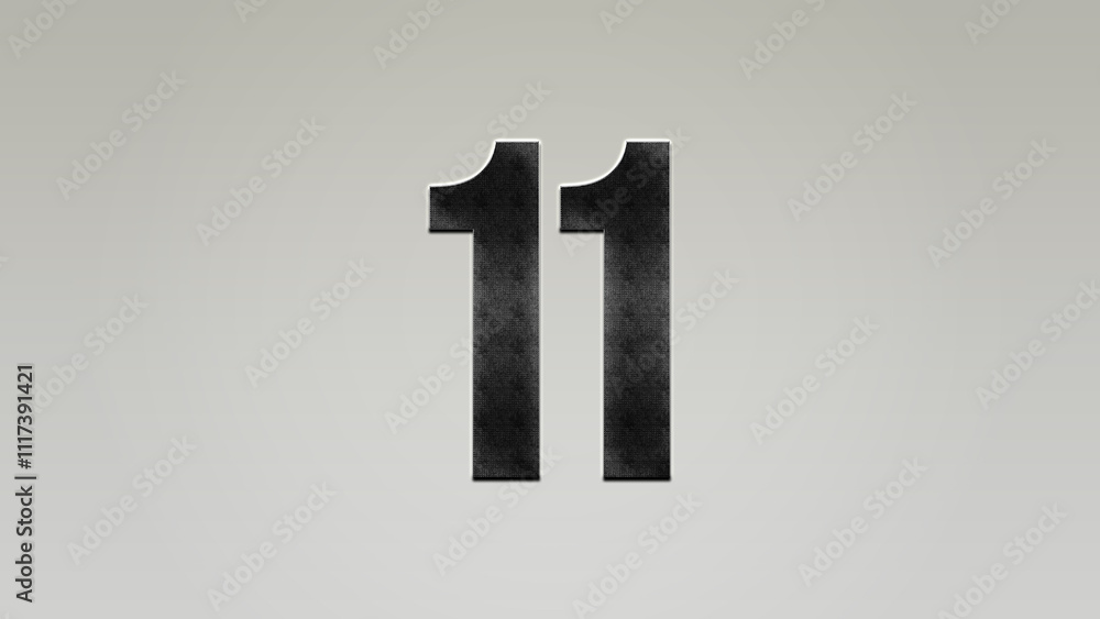 Fototapeta premium 3D Bold metal number 11 on silver background.
