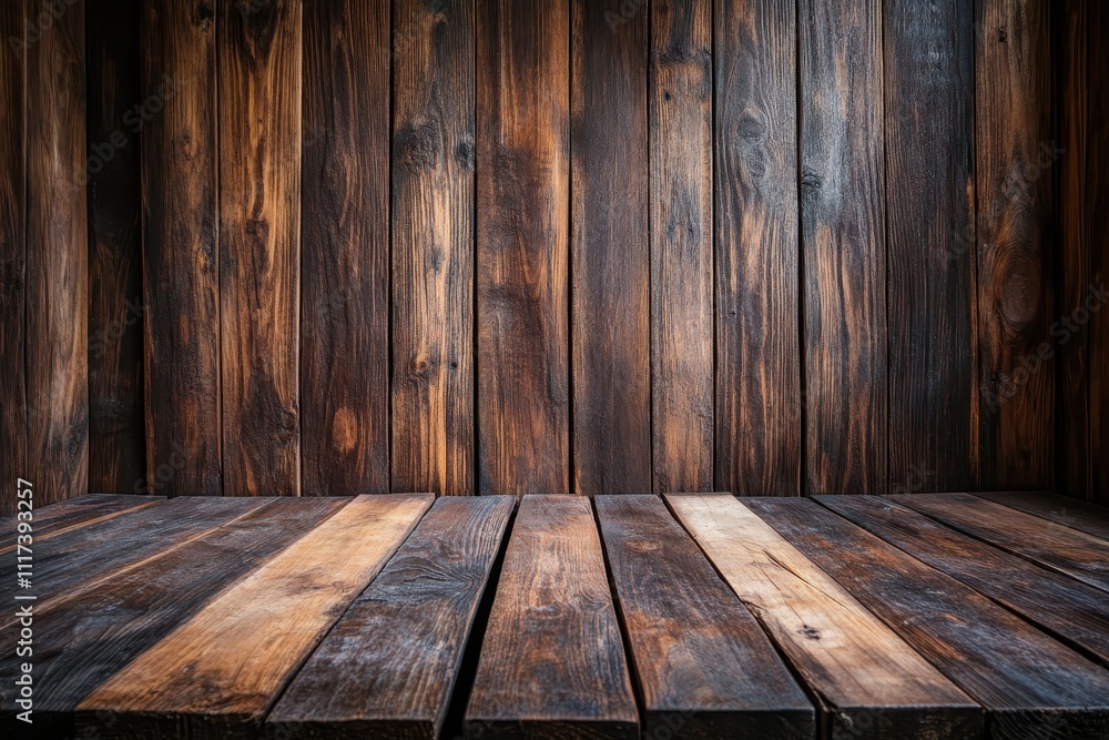 A rustic wooden backdrop featuring dark, textured planks, ideal for photography or design. A rustic wooden backdrop featuring dark, textured planks, ideal for photography or design.