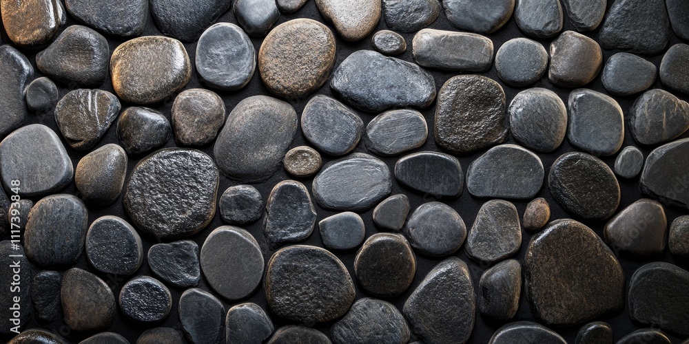 Smooth and dark stones create a captivating stone background wall, featuring an arrangement of round stones that enhance the overall texture and aesthetic appeal of the stone background. Smooth and dark stones create a captivating stone background wall, featuring an arrangement of round stones that enhance the overall texture and aesthetic appeal of the stone background.