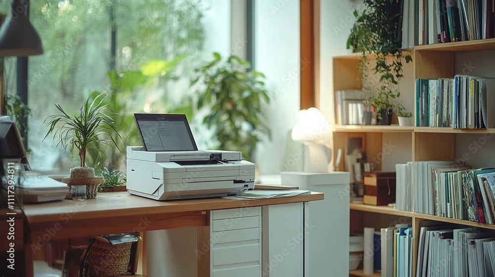 Fototapeta premium Professional or office plotter lag format photo. Generative Ai