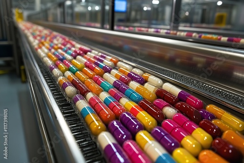 Pharmaceutical production line for antibiotic tablets. Generative Ai