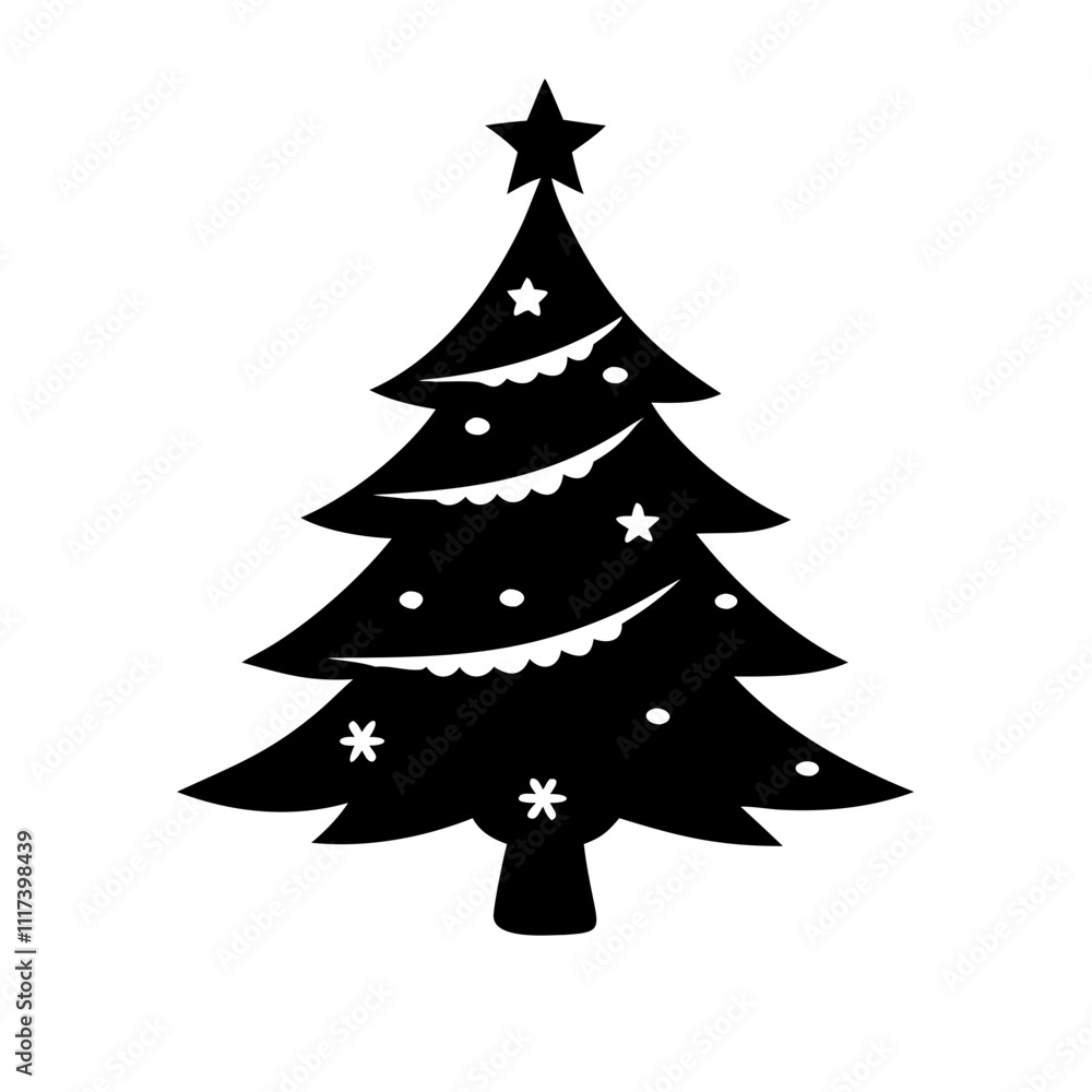 Fototapeta premium christmas tree silhouette, christmas vector icon - silhouette vector art of christmas tree, symbolizing holiday celebrations. christmas silhouette.