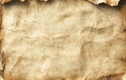 Vintage pirate treasure map rolled out on white background, showcasing detailed drawings of islands and treasure locations, perfect for adventure themes and historical design elements