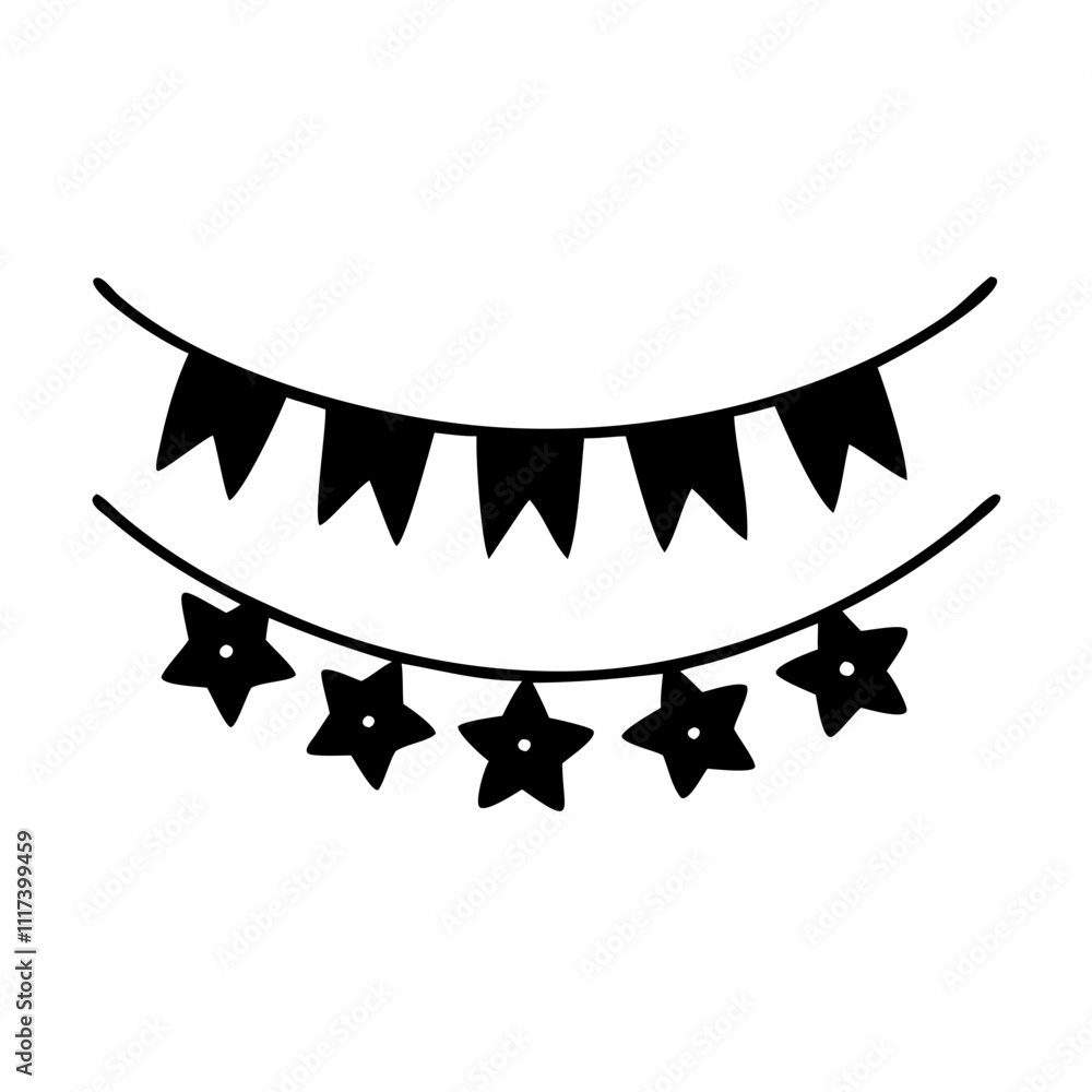 Obraz premium garland silhouette, christmas vector icon - silhouette vector art of garland, symbolizing holiday celebrations. christmas silhouette.