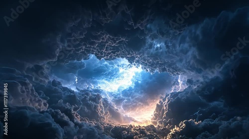 Wallpaper Mural Supercell lightning storm with swirling clouds and frequent lightning strikes, creating a powerful scene. Torontodigital.ca