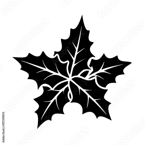 holly leaves silhouette, christmas vector icon - silhouette vector art of holly leaves, symbolizing holiday celebrations. christmas silhouette.