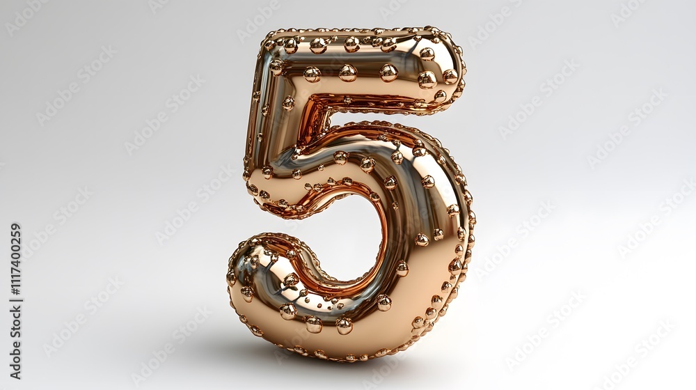 Golden 3D Number 5 Isolated on White Background for Graphic Design and Celebrations Golden 3D Number 5 Isolated on White Background for Graphic Design and Celebrations