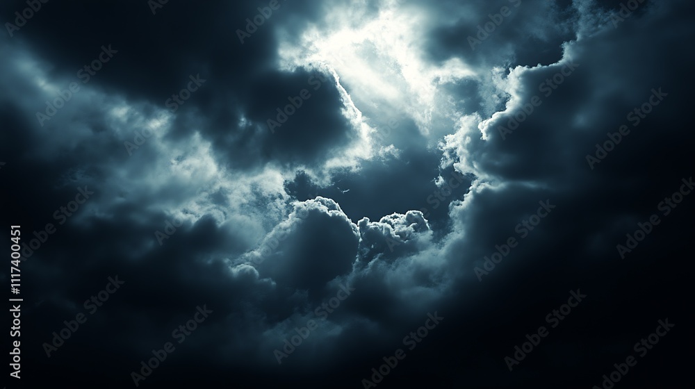 Fototapeta premium Moody Dark Storm Clouds with Dramatic Light in a Stormy Sky : Generative AI