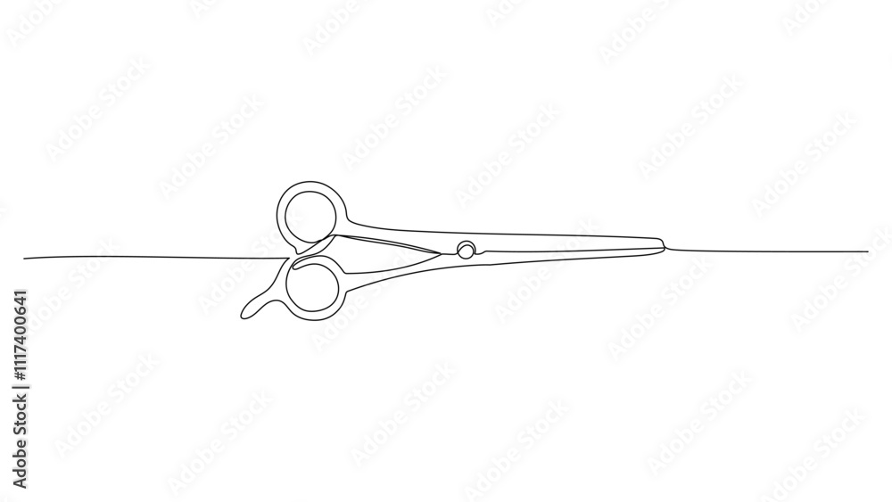 Scissors one continuous line illustration. Hand drawn doodle vector sketch isolated on white background Scissors one continuous line illustration. Hand drawn doodle vector sketch isolated on white background