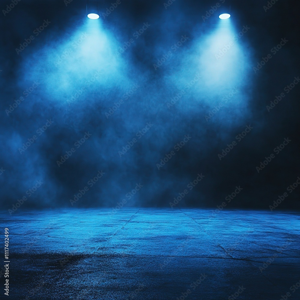 Dark Empty Street with Blue Lighting and Foggy Background Dark Empty Street with Blue Lighting and Foggy Background