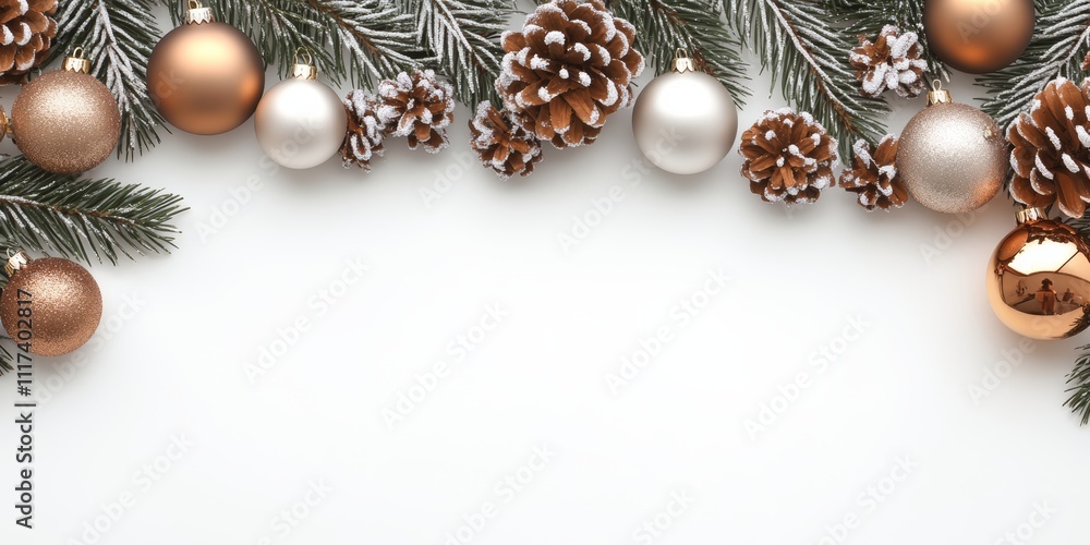 A festive white background adorned with a vibrant border of colorful Christmas ornaments, encapsulating the joy of the holiday season. A festive white background adorned with a vibrant border of colorful Christmas ornaments, encapsulating the joy of the holiday season.