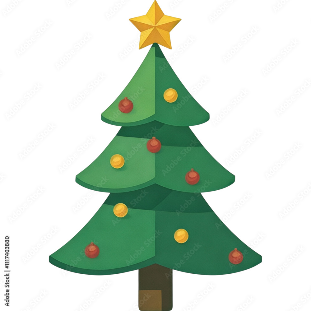 Christmas tree with a star on top and a bunch of ornaments Christmas tree with a star on top and a bunch of ornaments