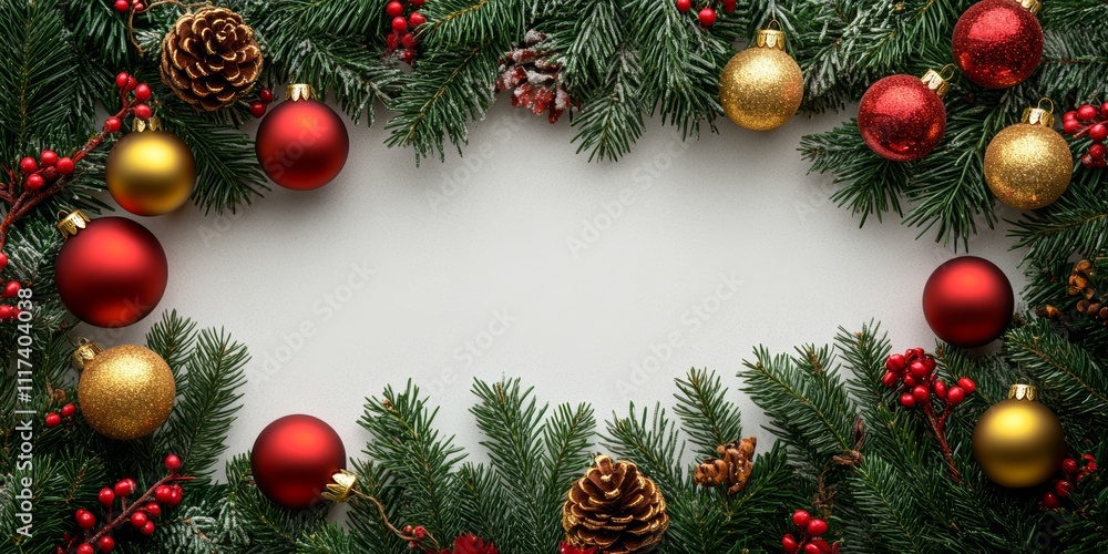 A detailed close-up of a festive wreath adorned with Christmas decorations, colorful ornaments, and natural pine cones, capturing the holiday spirit beautifully. A detailed close-up of a festive wreath adorned with Christmas decorations, colorful ornaments, and natural pine cones, capturing the holiday spirit beautifully.