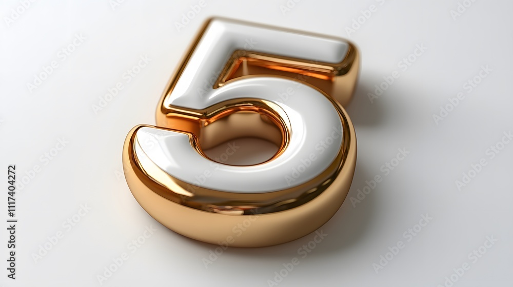 Golden 3D Number 5 Isolated on White Background for Graphic Design and Celebrations Golden 3D Number 5 Isolated on White Background for Graphic Design and Celebrations