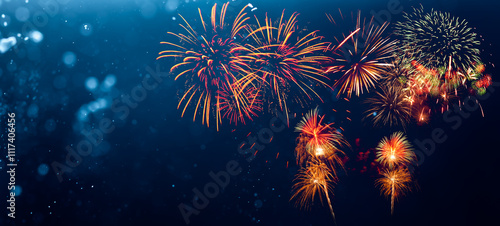 Fireworks with Abstract bokeh background