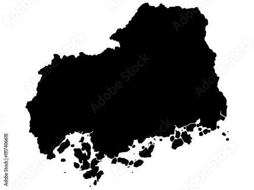 少しゆるい広島県のシルエット 中国地方
