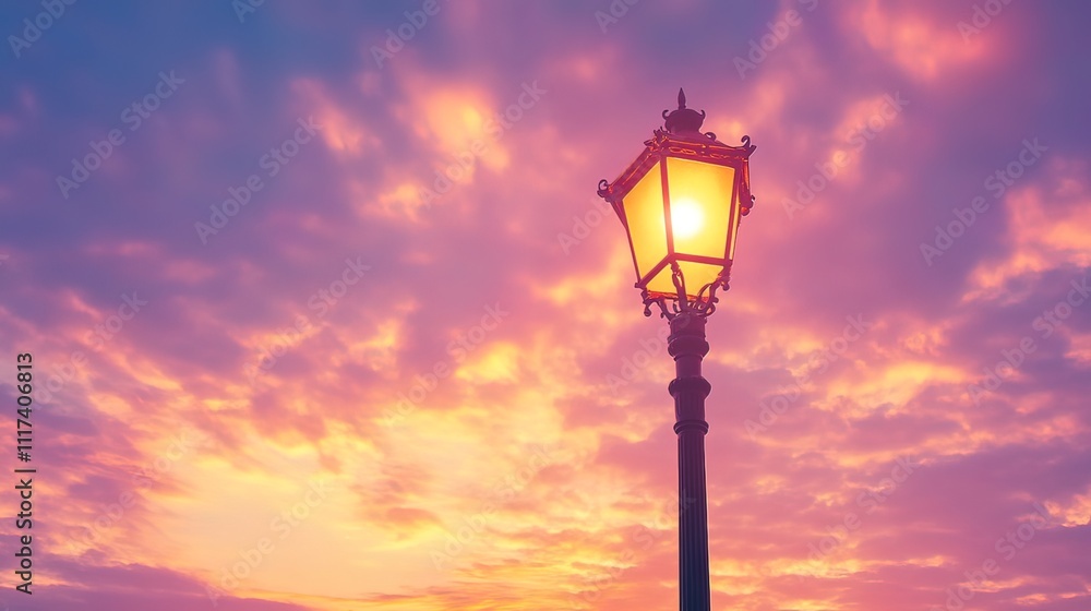 Silhouette of a Street Light Against a Dramatic Sunset Silhouette of a Street Light Against a Dramatic Sunset