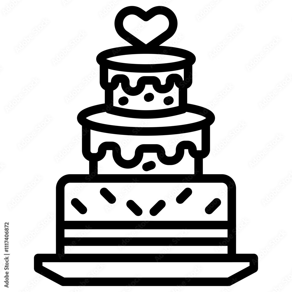 Wedding Cake Vector Line Icon Wedding Cake Vector Line Icon
