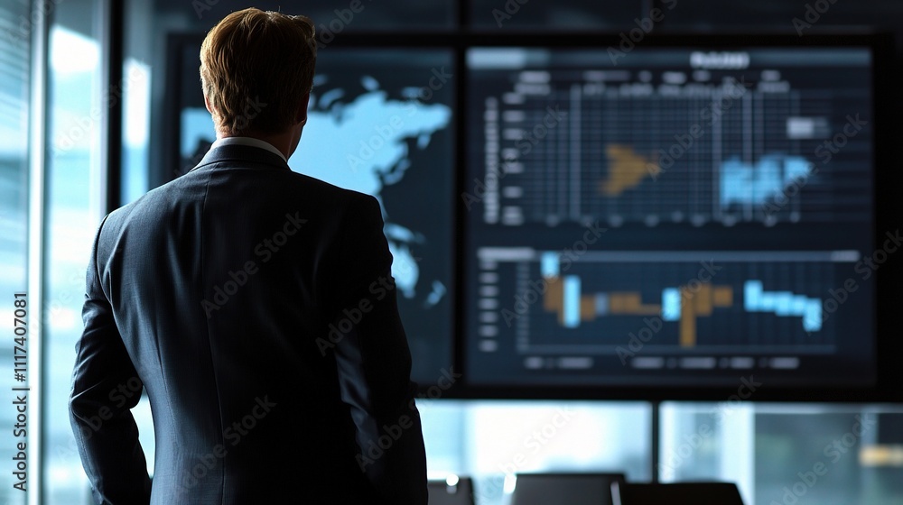 Fototapeta premium Executive Analyzing Data in a Modern Boardroom Setting
