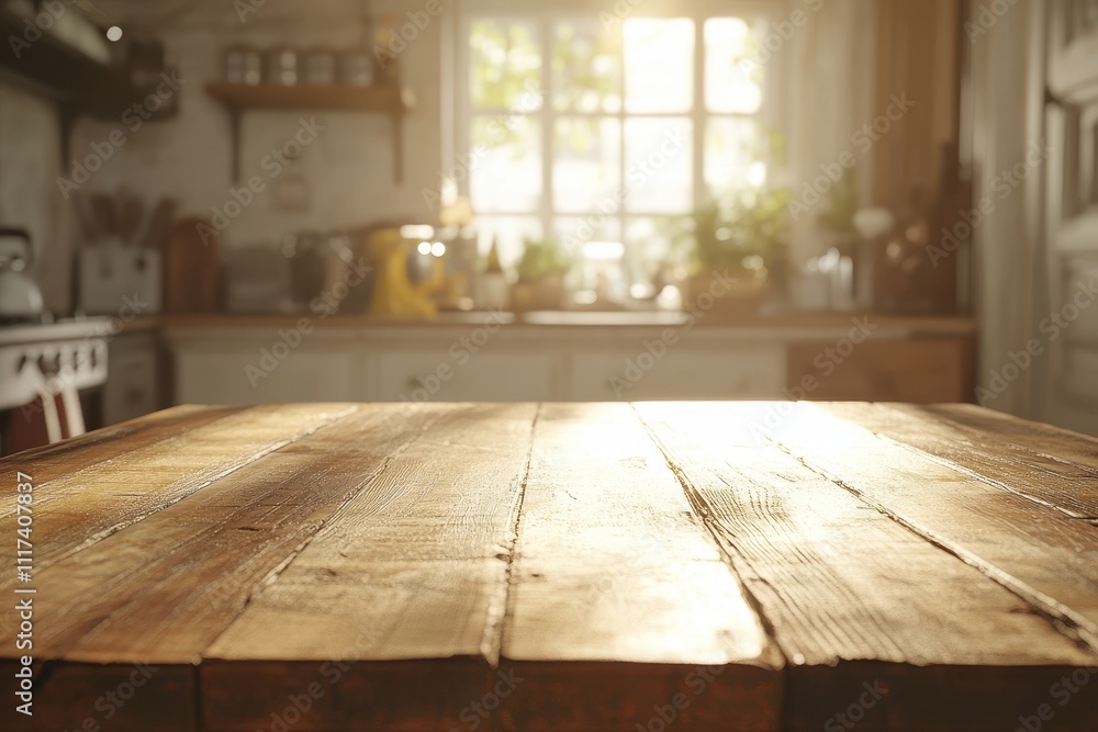 A sunlit kitchen with a wooden table, showcasing a cozy and inviting atmosphere. A sunlit kitchen with a wooden table, showcasing a cozy and inviting atmosphere.