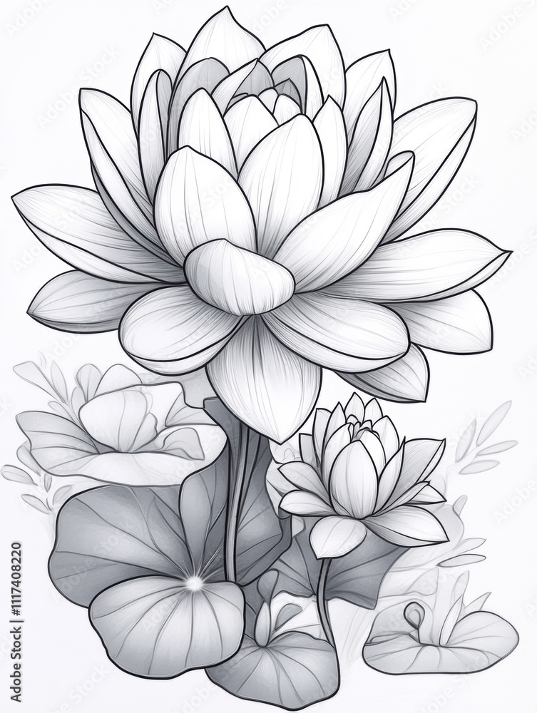 A drawing of a flower with a white background A drawing of a flower with a white background