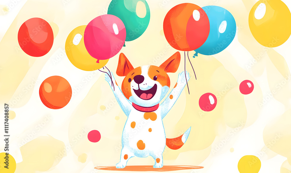 Fototapeta premium Playful Doodle Dog Illustrations for Creative Posters, Tags, and Banners with Text Space
