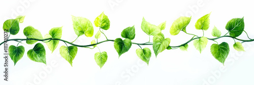 Wallpaper Mural Vibrant Watercolor Illustration of Green Vine with Heart-Shaped Leaves Torontodigital.ca