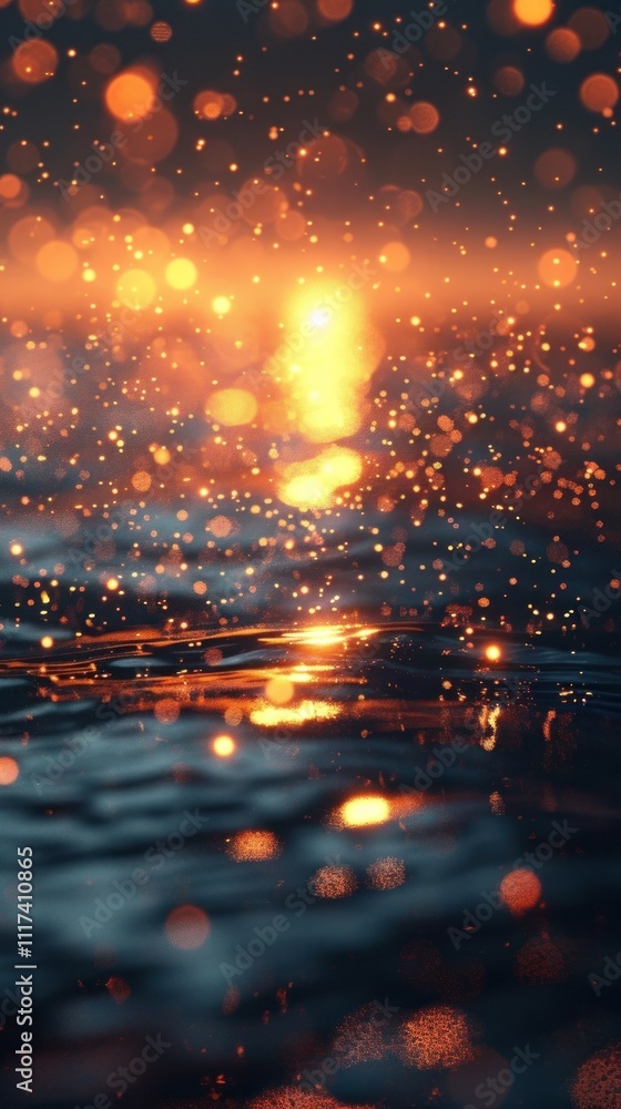 Obraz premium Mesmerizing display of shimmering celestial orbs reflecting on the tranquil rippling waters at dusk creating a dreamlike and ethereal atmosphere of natural wonder and cosmic allure