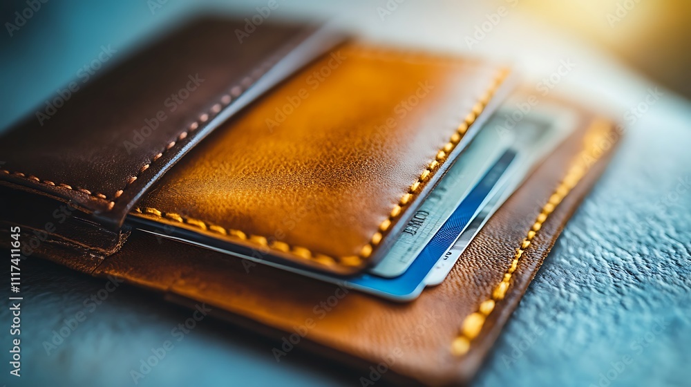 Closeup of a Leather Wallet with Cards Closeup of a Leather Wallet with Cards
