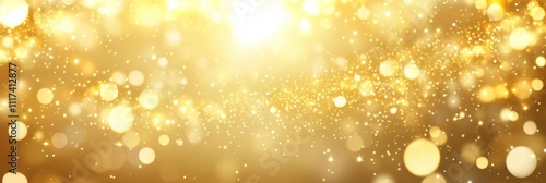 Abstract yellow glitter background with bokeh and light effect for decoration, banner design, yellow bokeh blur circle variety gold white background. Dreamy soft focus wallpaper backdrop.