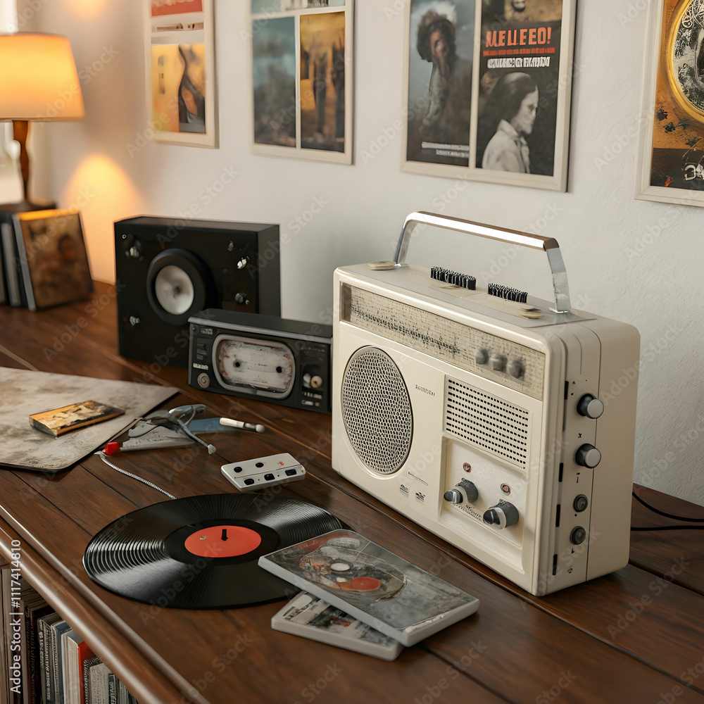 Fototapeta premium entertainment retro white sound vintagee