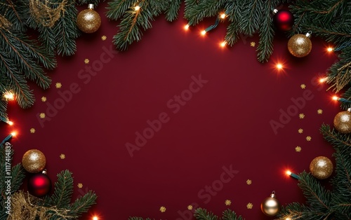 Wallpaper Mural A festive Christmas wreath adorned with gold ornaments, set against a vibrant red background, capturing the essence of holiday cheer and celebration. Torontodigital.ca