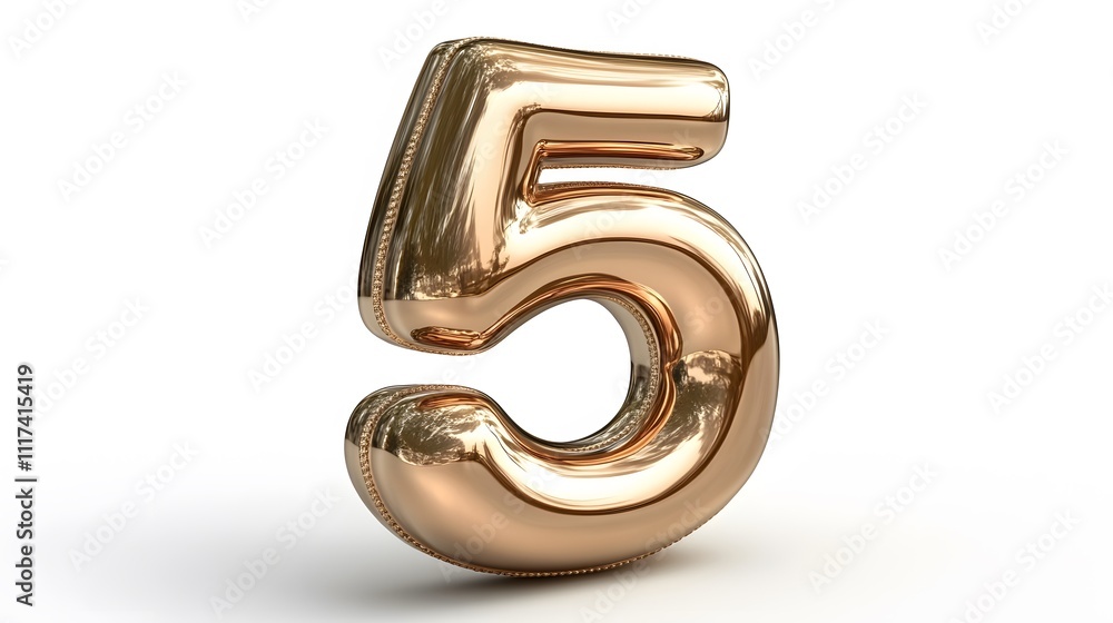 Golden 3D Number 5 Isolated on White Background for Graphic Design and Celebrations Golden 3D Number 5 Isolated on White Background for Graphic Design and Celebrations