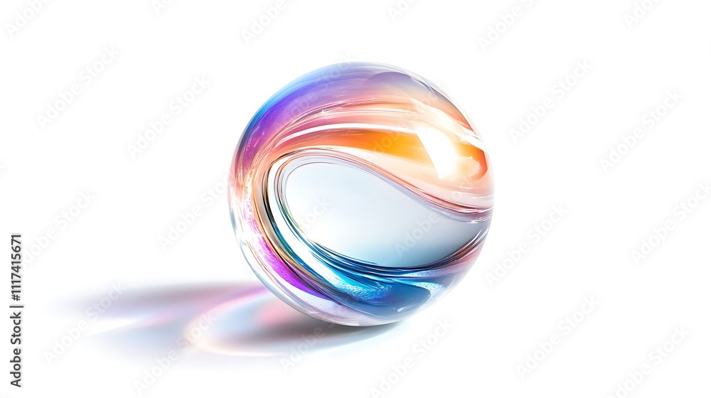 Abstract Glass Sphere with Vibrant Swirls Abstract Glass Sphere with Vibrant Swirls