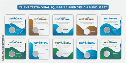 5 set package, Creative, modern, stylish, abstract client testimonial template, elegant customer feedback or review design colorful bundle Set.
