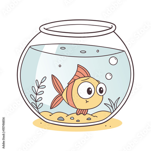 round fish tank with a big eyed fish