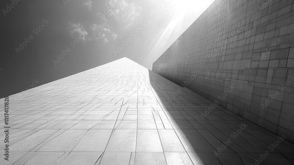 Obraz premium Monochromatic Architectural Marvel: A Study in Lines and Light