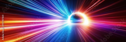 colorful light tunnel background. Neon futuristic flashes on black background. Colorful light exposure in a tunnel. abstract fast moving stripe lines Motion light lines backdrop