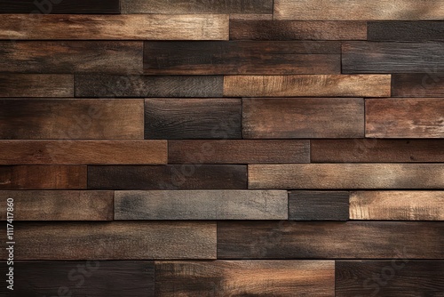 A textured wooden wall featuring various shades of brown and gray planks.