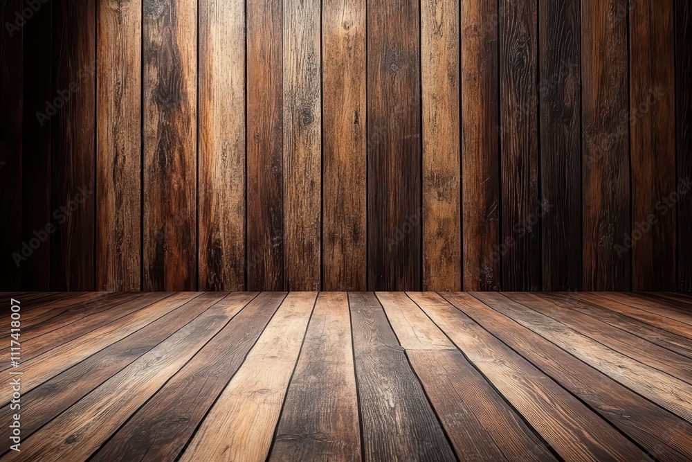 A wooden interior with dark, textured planks creating a rustic atmosphere. A wooden interior with dark, textured planks creating a rustic atmosphere.