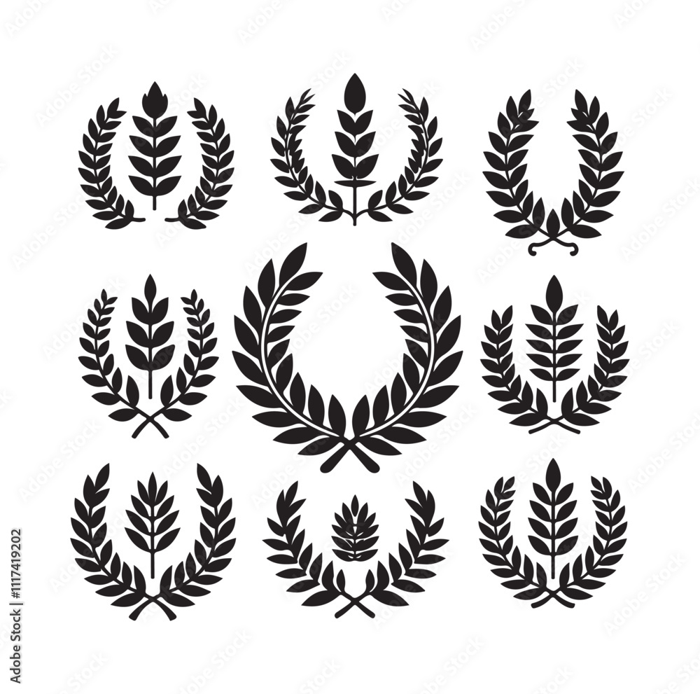 Naklejka premium laurel sign silhouette illustration vector