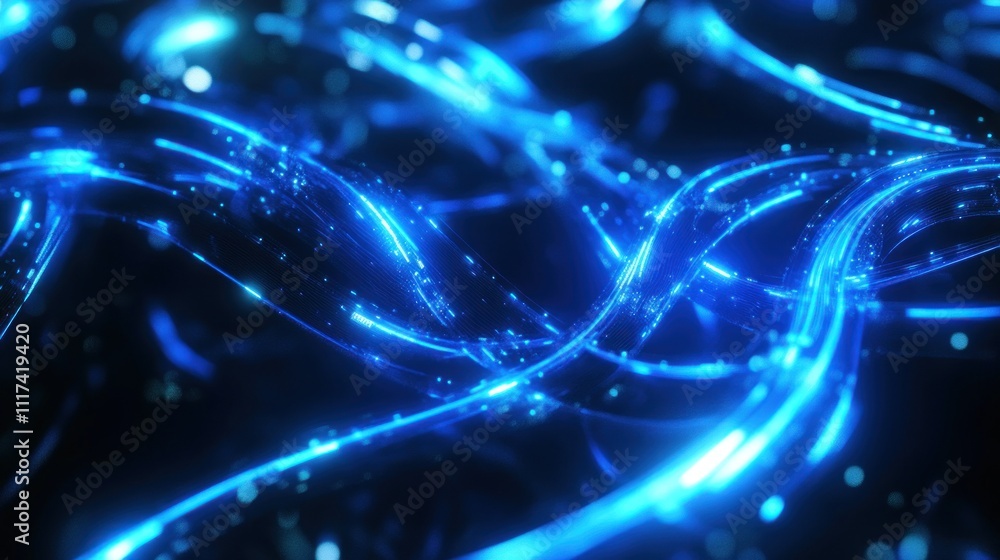 Abstract blue light waves creating a dynamic and futuristic visual effect. Abstract blue light waves creating a dynamic and futuristic visual effect.