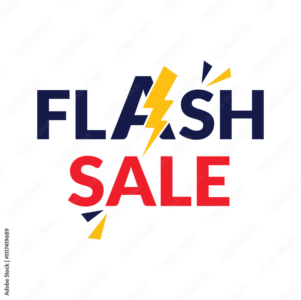Flash sale logo vector banner design. Flash Sale 50% off Logo Concept with thunderbolt. Flash sale logo vector banner design. Flash Sale 50% off Logo Concept with thunderbolt.
