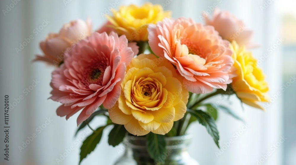 Fototapeta premium Fresh Flowers in a Glass Vase