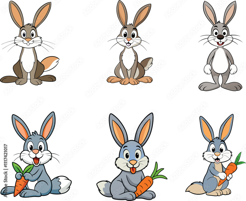 Fototapeta premium set of easter rabbits