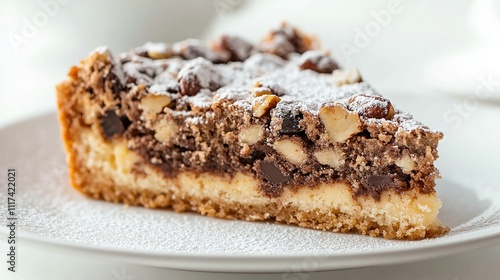 Cozonac, showcasing its soft, fluffy texture and intricate chocolate and walnut swirl. 