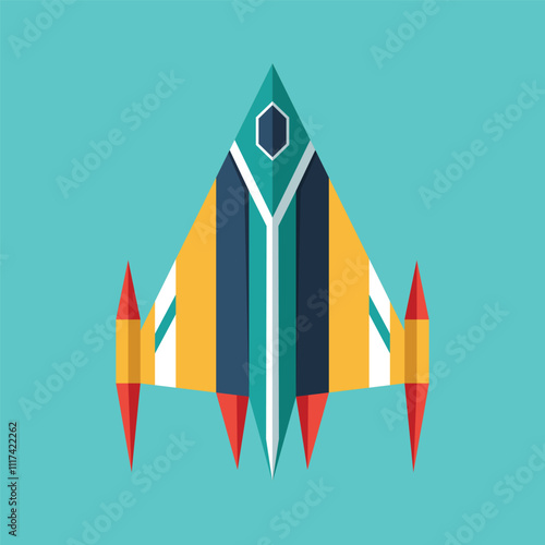 2D Spaceship flat design in minimal color