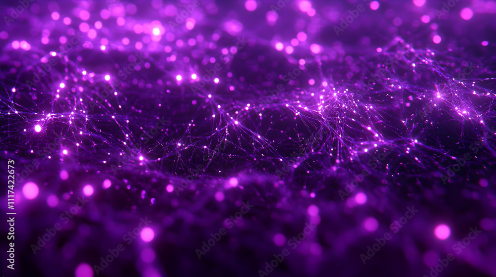 Purple Abstract Background with Glowing Particles Purple Abstract Background with Glowing Particles