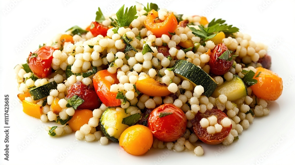 Couscous with roasted vegetables and fresh parsley. Couscous with roasted vegetables and fresh parsley.
