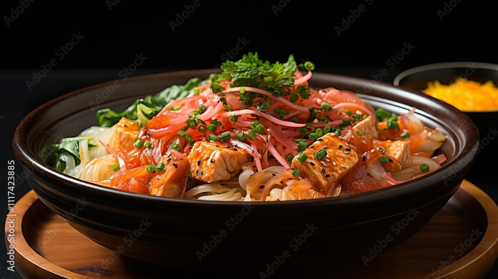 Korean food, Kimchi soup with tofu and pork in Korean stone pot. Korean food, Kimchi soup with tofu and pork in Korean stone pot.